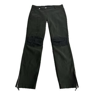 PINKO italy Designer gray Moto leather knee patch Ankle Zip pants Size 6